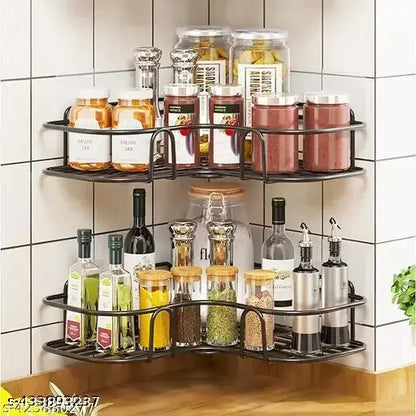 Set of 2 Bathroom & Kitchen METAL corner storage organizer for accessories